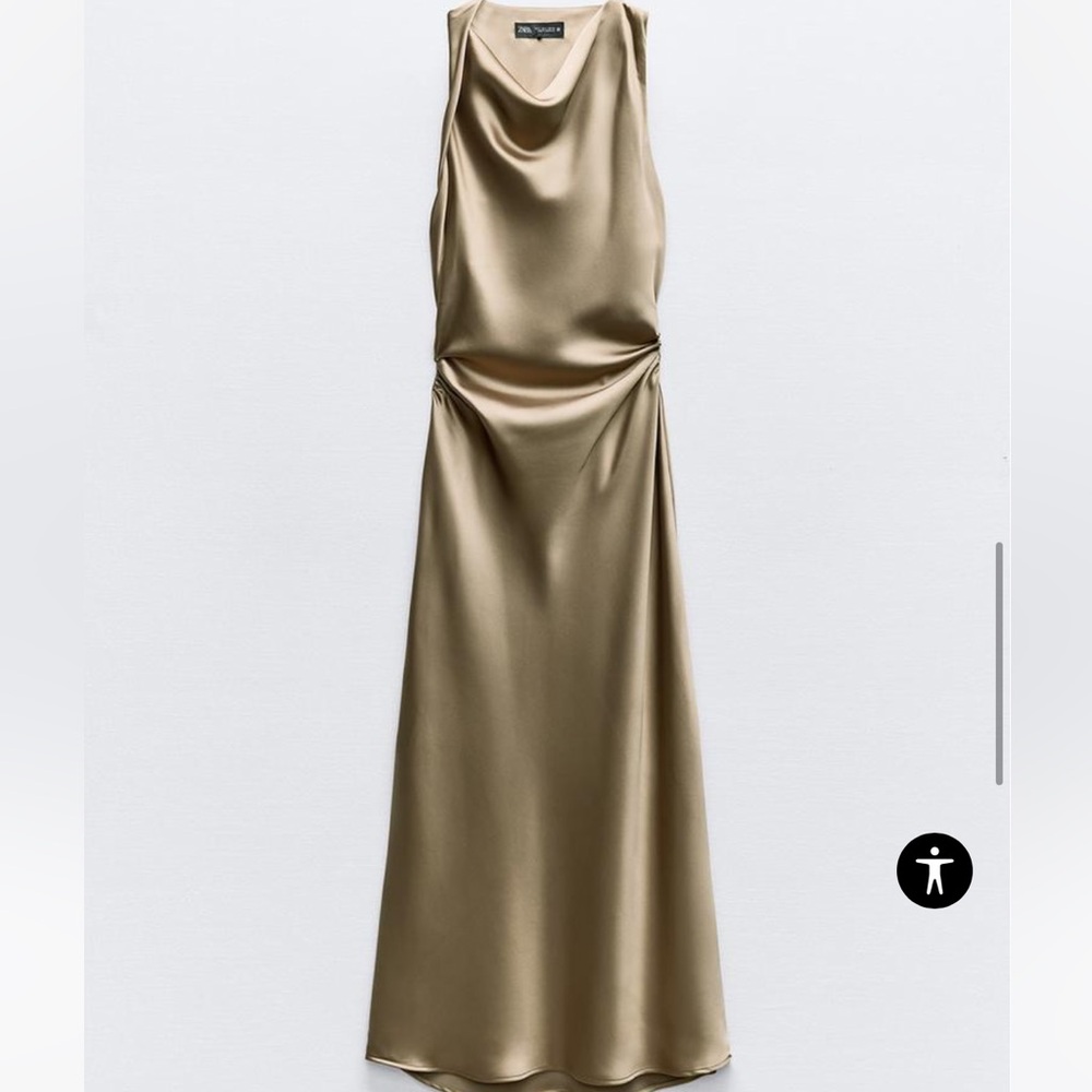 Zara Gold Satin Midi Dress
